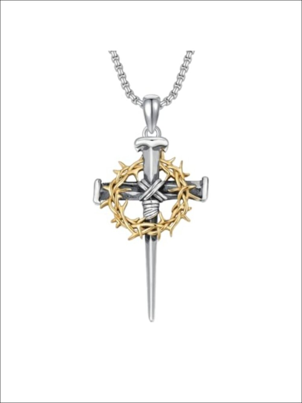 Three Nail Cross Necklace 925 Sterling Silver Christian Pendant Men Women